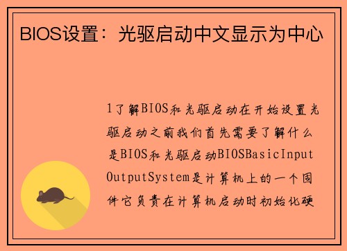 BIOS设置：光驱启动中文显示为中心